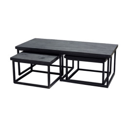 Zwarte houten salontafelset